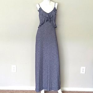 Max Studio Blue/White Stretchy Ruffle Maxi Dress.